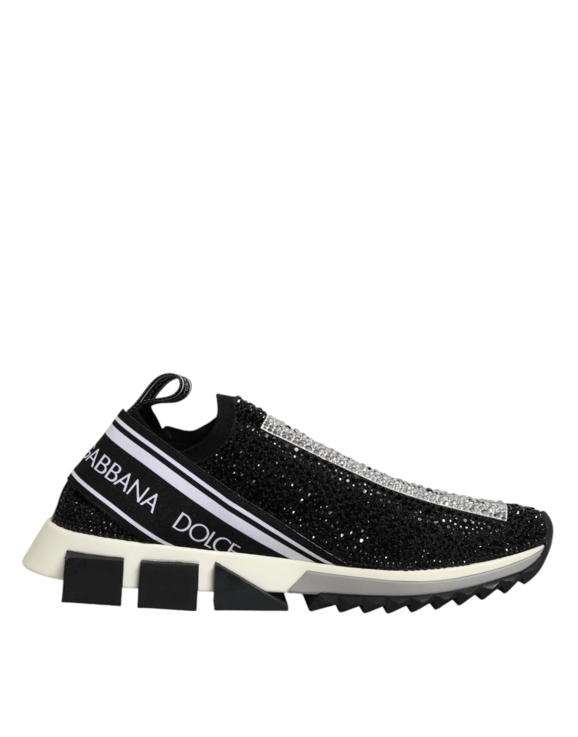 Dolce & Gabbana Black Strass Slip On Men Sorrento Sneakers Shoes - EU42.5/US9.5