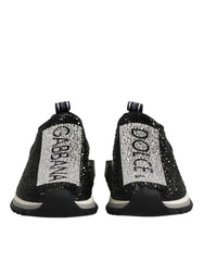 Dolce & Gabbana Black Strass Slip On Men Sorrento Sneakers Shoes - EU42.5/US9.5