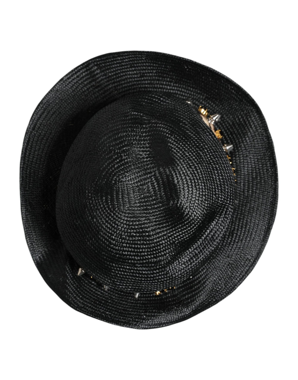 Dolce & Gabbana Black Straw Crystal Embellished Wide Brim Hat - Sun Hats