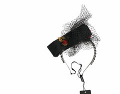 Dolce & Gabbana Black Strawberry Sicily Crystal Mesh Net Headband Diadem - Headbands