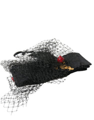 Dolce & Gabbana Black Strawberry Sicily Crystal Mesh Net Headband Diadem - Headbands