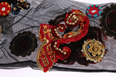 Dolce & Gabbana Black Stretch Carretto Crystal Socks - S - Hosiery