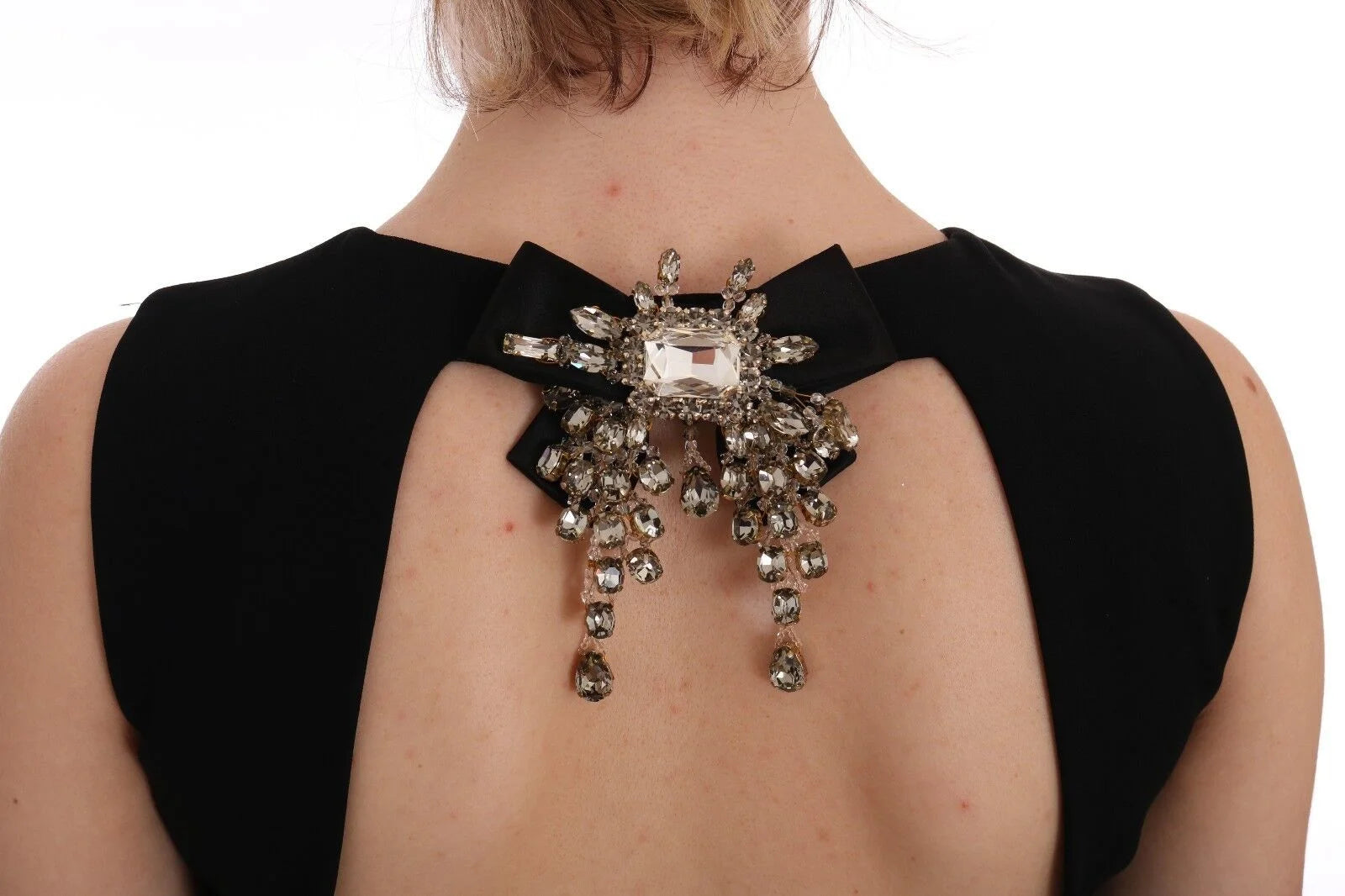 Dolce & Gabbana Black Stretch Crystal Sheath Gown Dress - IT38|XS - Dresses