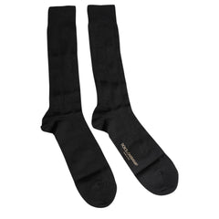 Dolce & Gabbana Black Stretch Logo Mid Calf Men Socks - L - Crew Socks