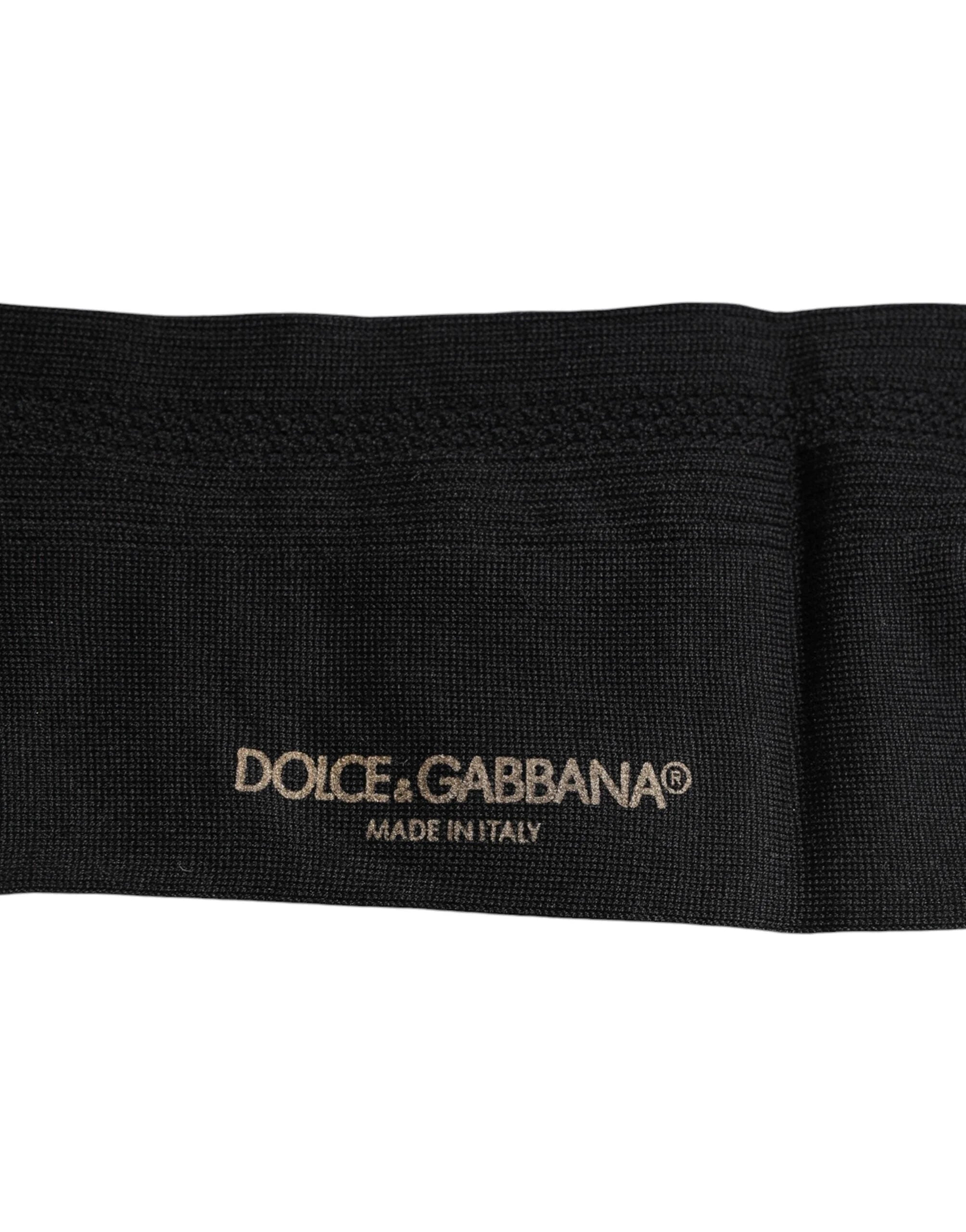 Dolce & Gabbana Black Stretch Logo Mid Calf Men Socks - L - Crew Socks