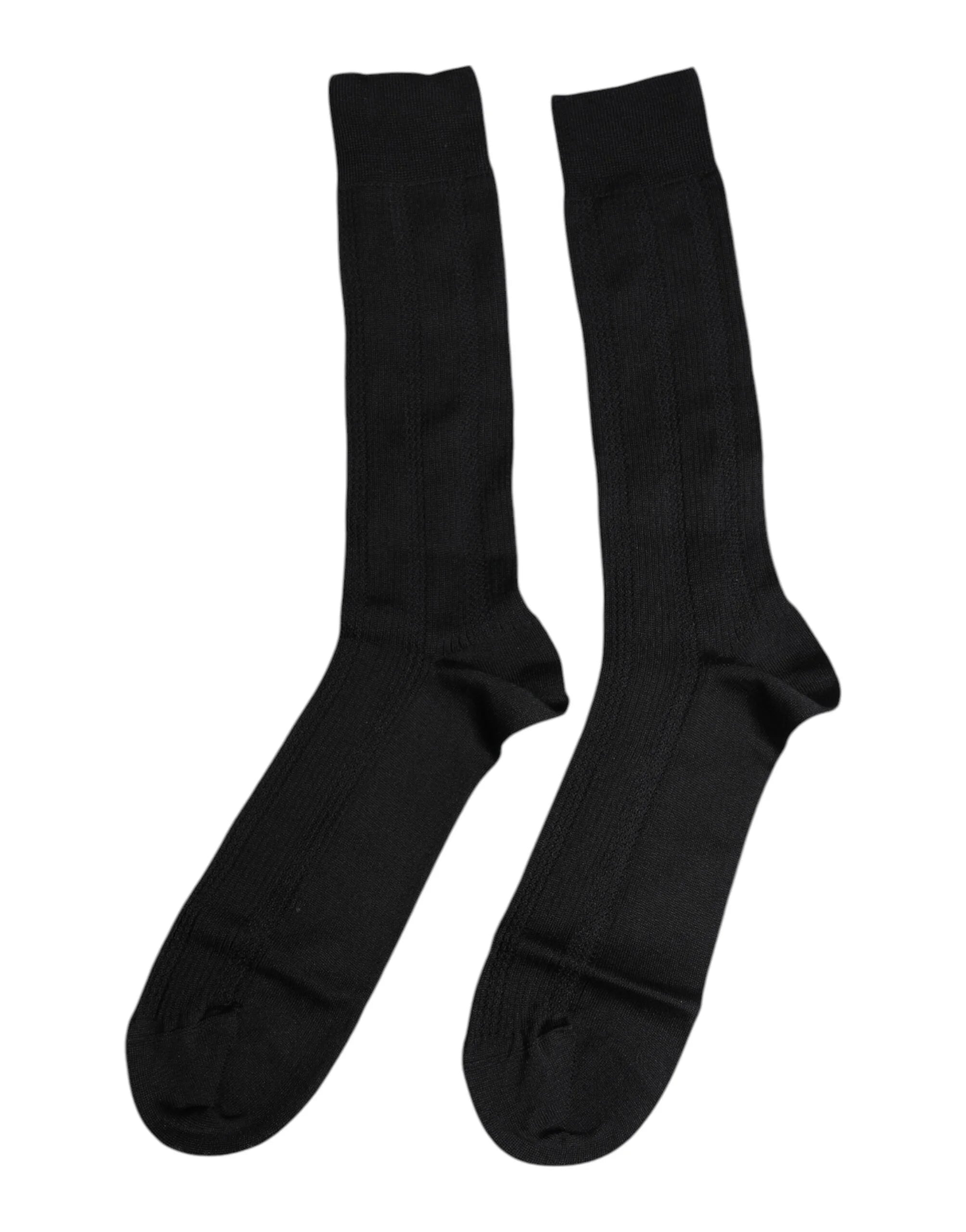 Dolce & Gabbana Black Stretch Logo Mid Calf Men Socks - L - Crew Socks