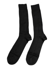 Dolce & Gabbana Black Stretch Logo Mid Calf Men Socks - L - Crew Socks
