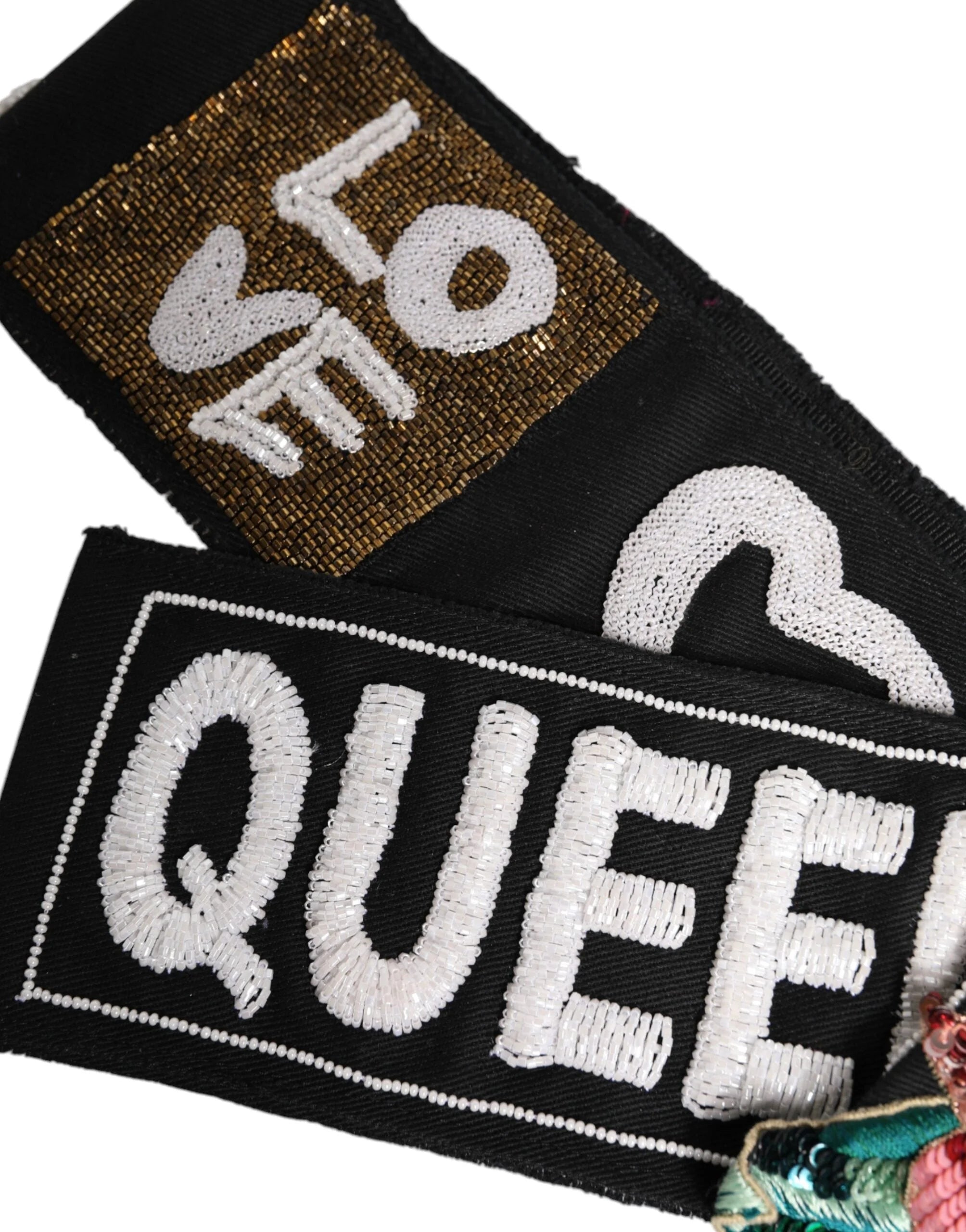 Dolce & Gabbana Black Stretch Multicolor Embellished Waist Belt - IT40|S - Belts