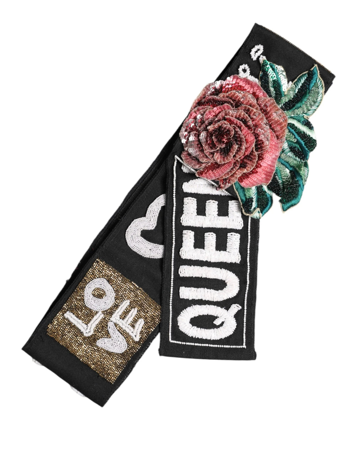 Dolce & Gabbana Black Stretch Multicolor Embellished Waist Belt - IT40|S - Belts