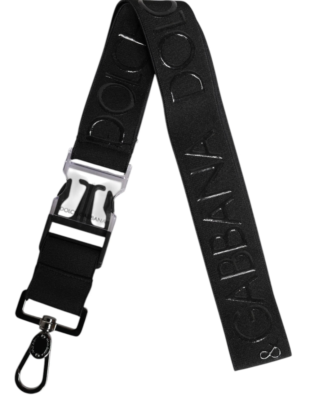 Dolce & Gabbana Black Stretch Polyester Rubberised DG Logo Keychain - Keychains