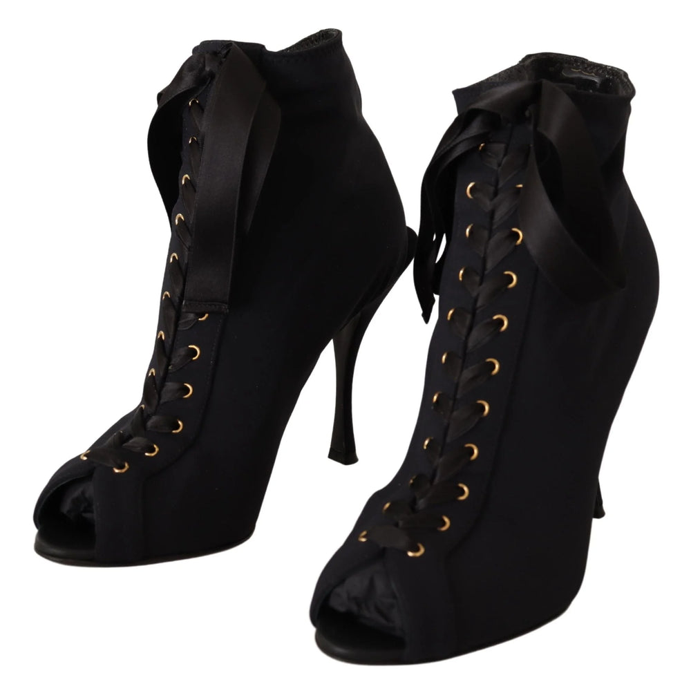 Dolce & Gabbana Black Stretch Short Ankle Boots Shoes - Boots