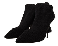 Dolce & Gabbana Black Stretch Socks Knee High Booties Shoes - EU41/US10.5 - Boots