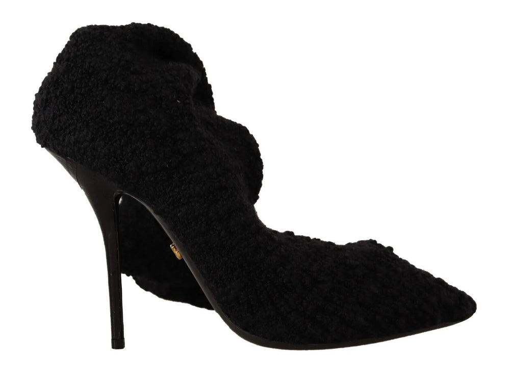 Dolce & Gabbana Black Stretch Socks Knee High Booties Shoes - EU41/US10.5