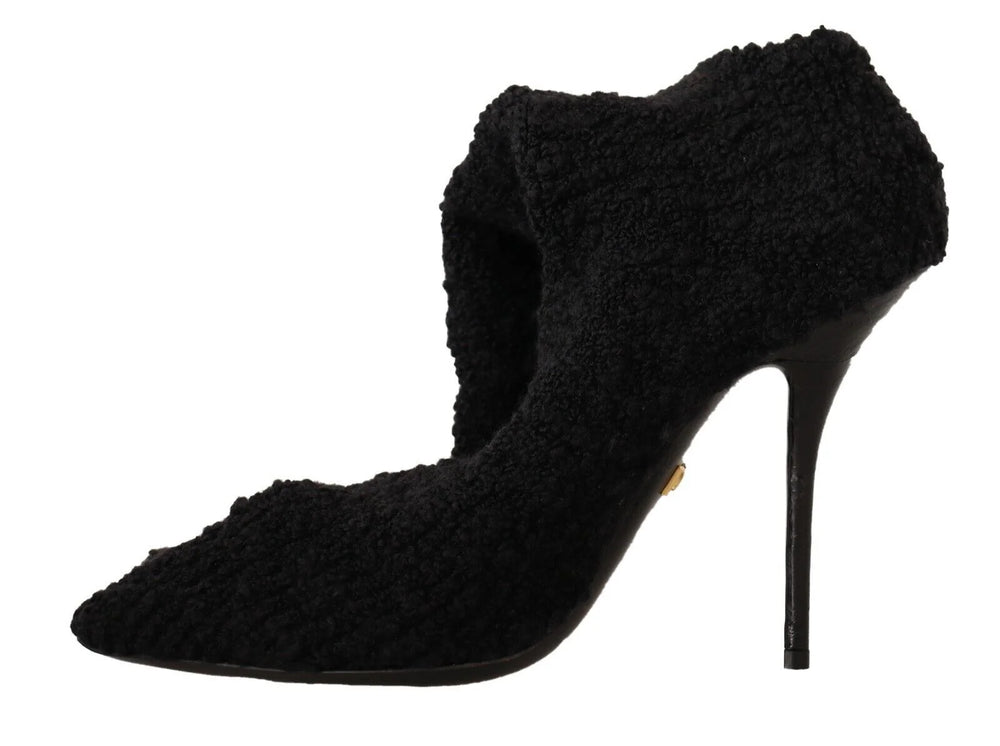 Dolce & Gabbana Black Stretch Socks Knee High Booties Shoes - EU41/US10.5