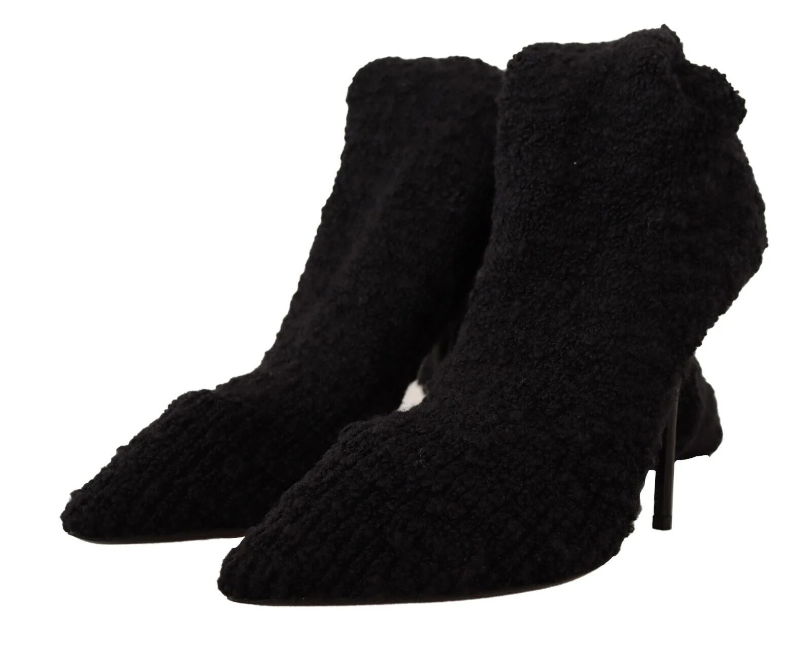 Dolce & Gabbana Black Stretch Socks Knee High Booties Shoes - EU41/US10.5