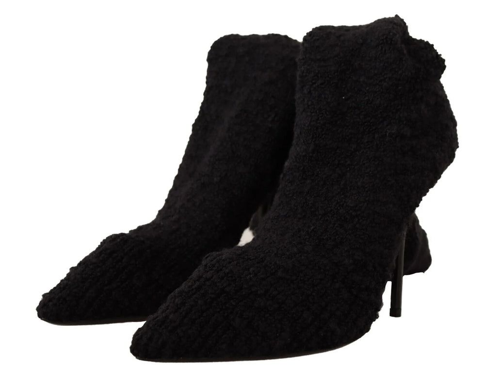 Dolce & Gabbana Black Stretch Socks Knee High Booties Shoes - EU41/US10.5