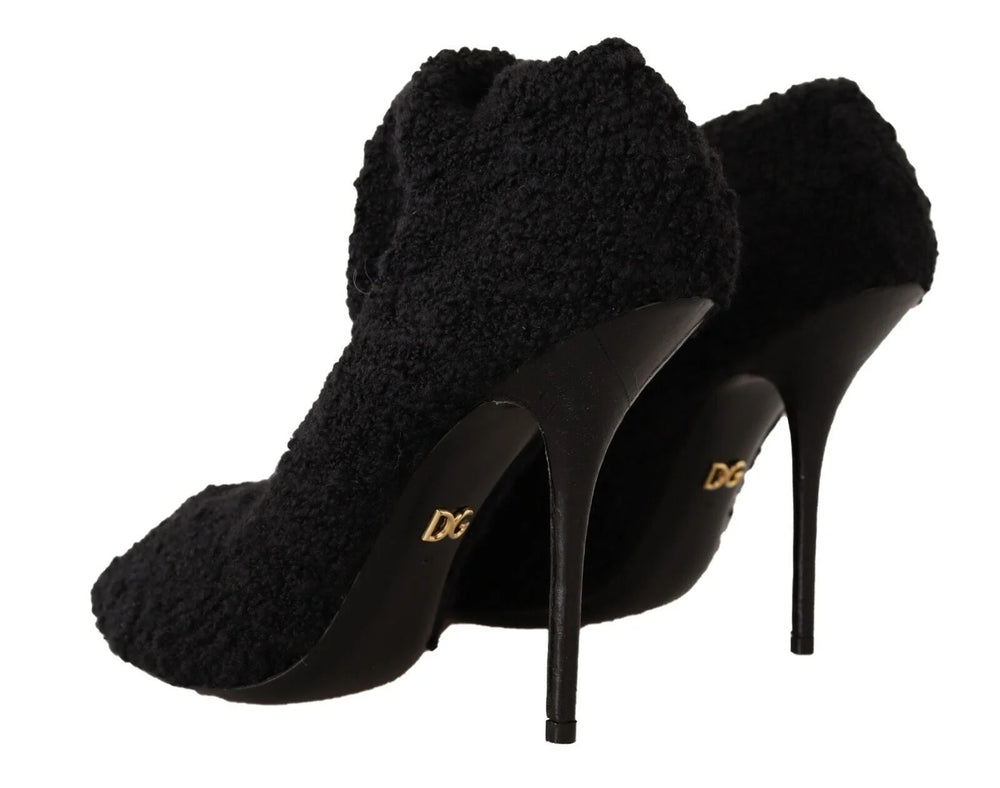 Dolce & Gabbana Black Stretch Socks Knee High Booties Shoes - EU41/US10.5