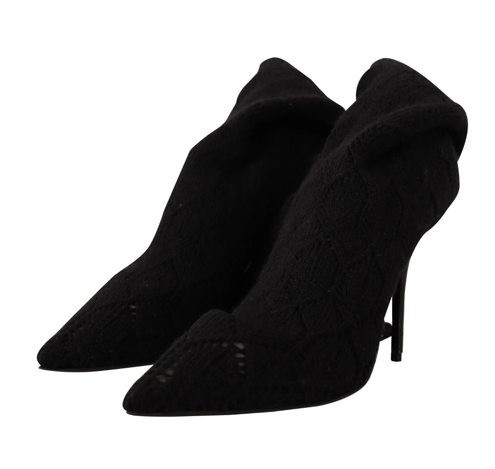 Dolce & Gabbana Black Stretch Socks Knee High Booties Shoes - Boots