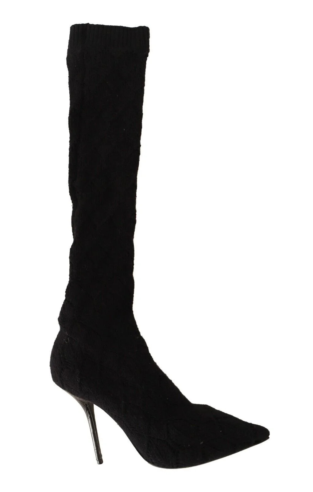 Dolce & Gabbana Black Stretch Socks Knee High Booties Shoes - Boots