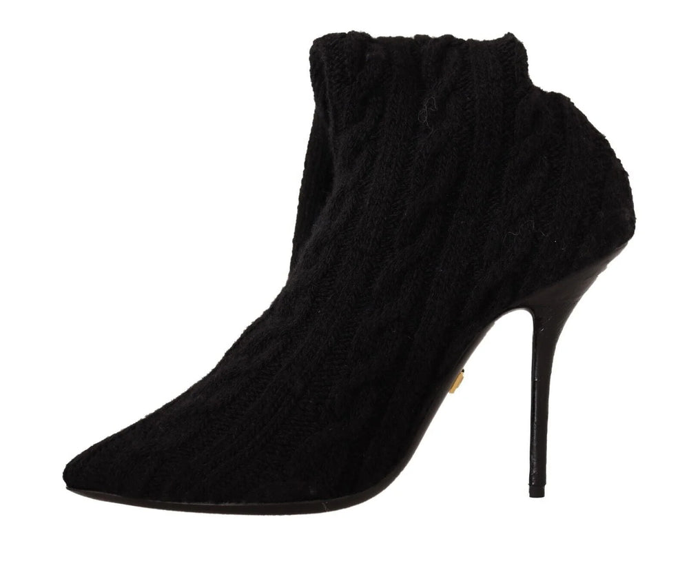 Dolce & Gabbana Black Stretch Socks Knee High Booties Shoes - EU38/US7.5