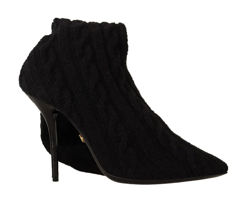 Dolce & Gabbana Black Stretch Socks Knee High Booties Shoes - EU38/US7.5