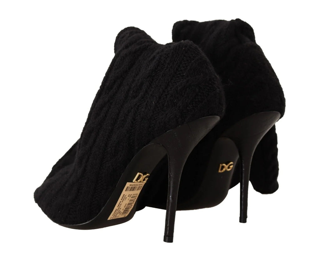 Dolce & Gabbana Black Stretch Socks Knee High Booties Shoes - EU38/US7.5