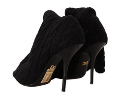 Dolce & Gabbana Black Stretch Socks Knee High Booties Shoes - EU38/US7.5