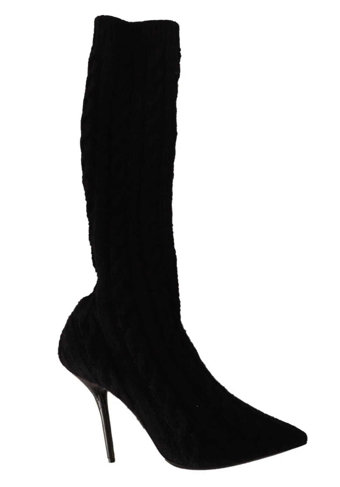 Dolce & Gabbana Black Stretch Socks Knee High Booties Shoes - EU38/US7.5
