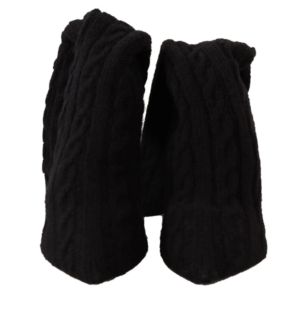 Dolce & Gabbana Black Stretch Socks Knee High Booties Shoes - EU38/US7.5