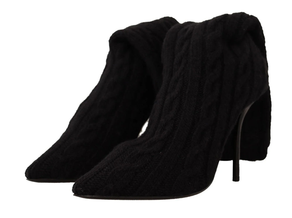 Dolce & Gabbana Black Stretch Socks Knee High Booties Shoes - EU38/US7.5