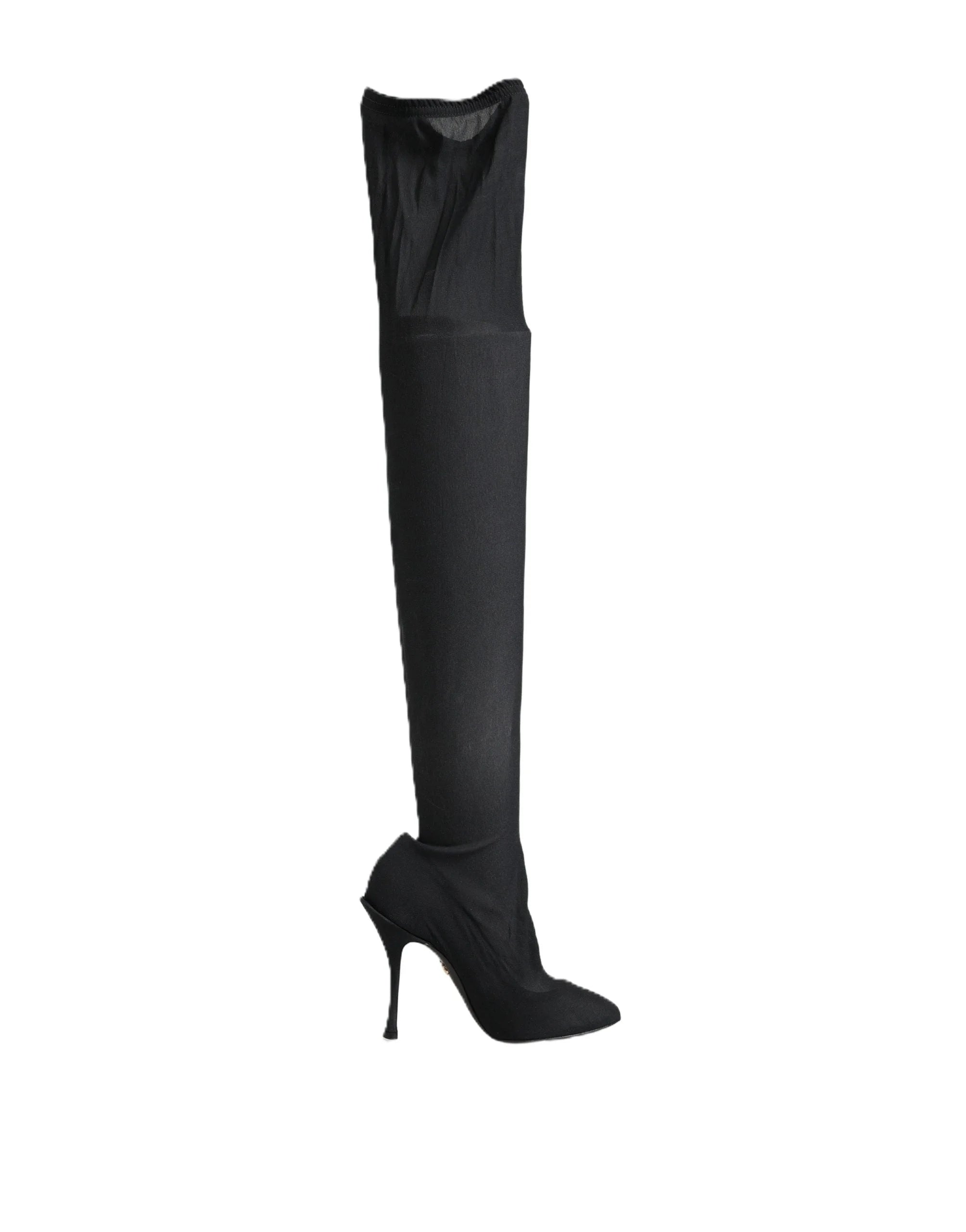 Dolce & Gabbana Black Stretch Socks Knee High Boots Shoes