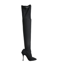 Dolce & Gabbana Black Stretch Socks Knee High Boots Shoes