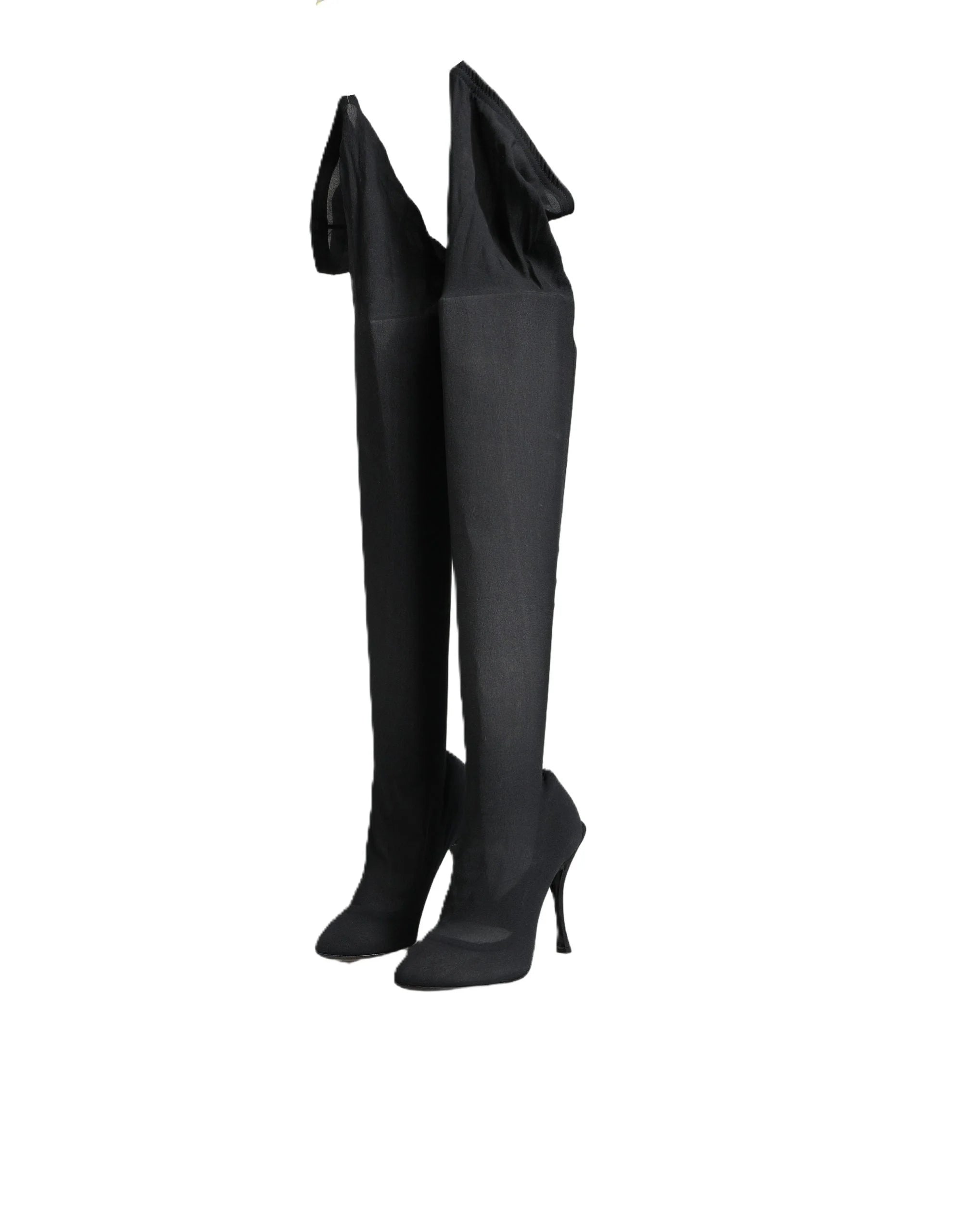 Dolce & Gabbana Black Stretch Socks Knee High Boots Shoes