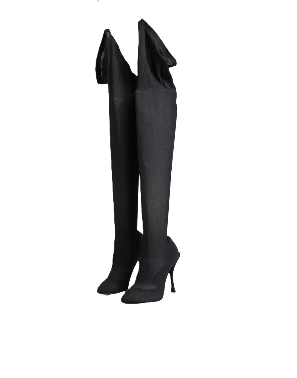Dolce & Gabbana Black Stretch Socks Knee High Boots Shoes