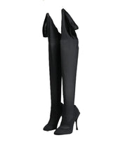 Dolce & Gabbana Black Stretch Socks Knee High Boots Shoes