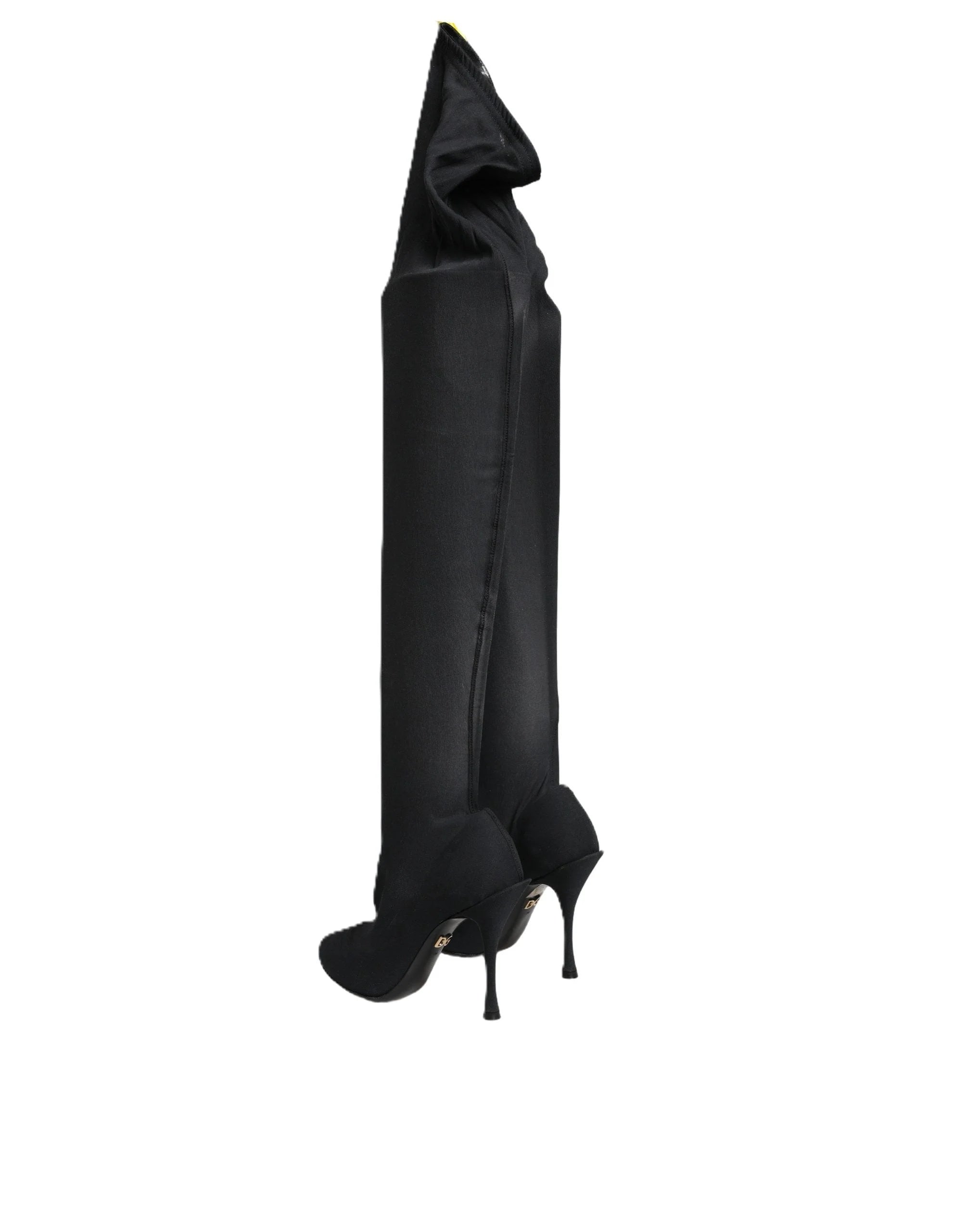 Dolce & Gabbana Black Stretch Socks Knee High Boots Shoes