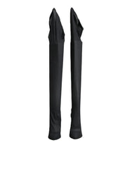 Dolce & Gabbana Black Stretch Socks Knee High Boots Shoes