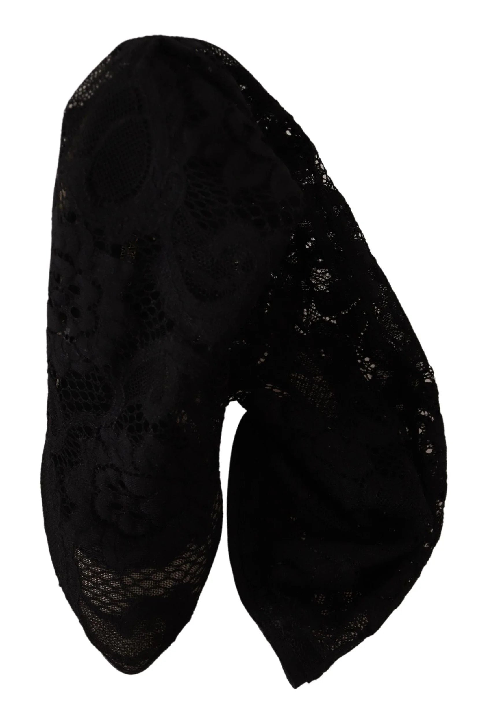 Dolce & Gabbana Black Stretch Socks Taormina Lace Boots Shoes - EU38.5/US8
