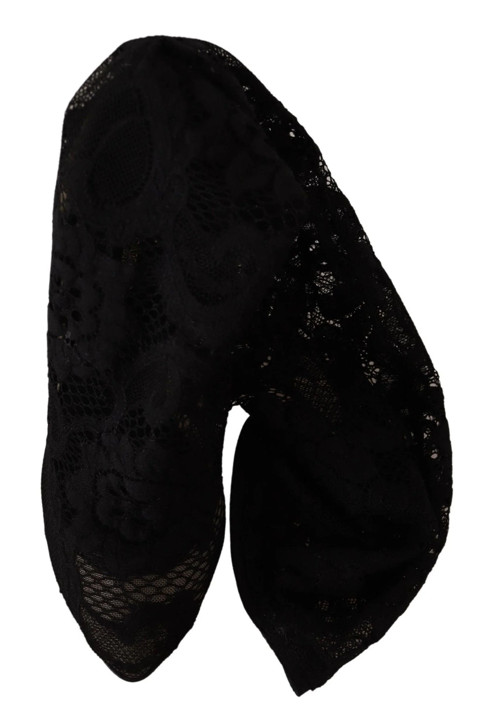 Dolce & Gabbana Black Stretch Socks Taormina Lace Boots Shoes - Boots