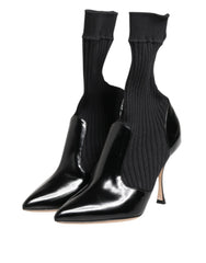 Dolce & Gabbana Black Stretch Stilettos Booties Socks Shoes - EU37/US6.5