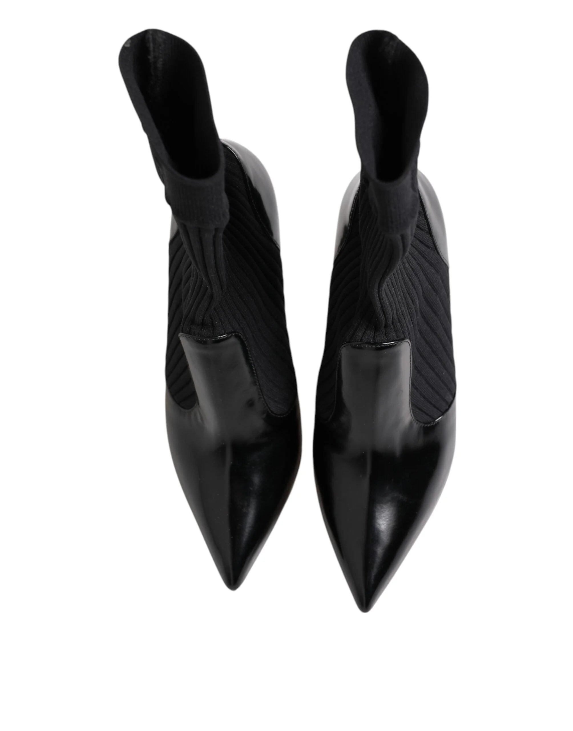 Dolce & Gabbana Black Stretch Stilettos Booties Socks Shoes - EU37/US6.5