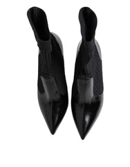 Dolce & Gabbana Black Stretch Stilettos Booties Socks Shoes - EU37/US6.5