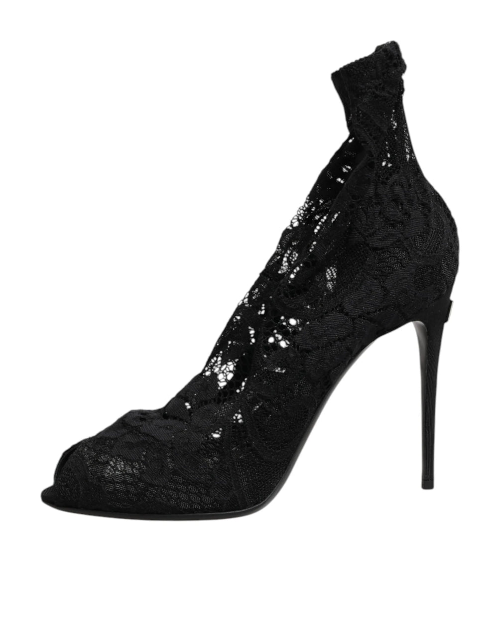 Dolce & Gabbana Black Stretch Taormina Lace Boots Shoes - EU39/US8.5 - Boots