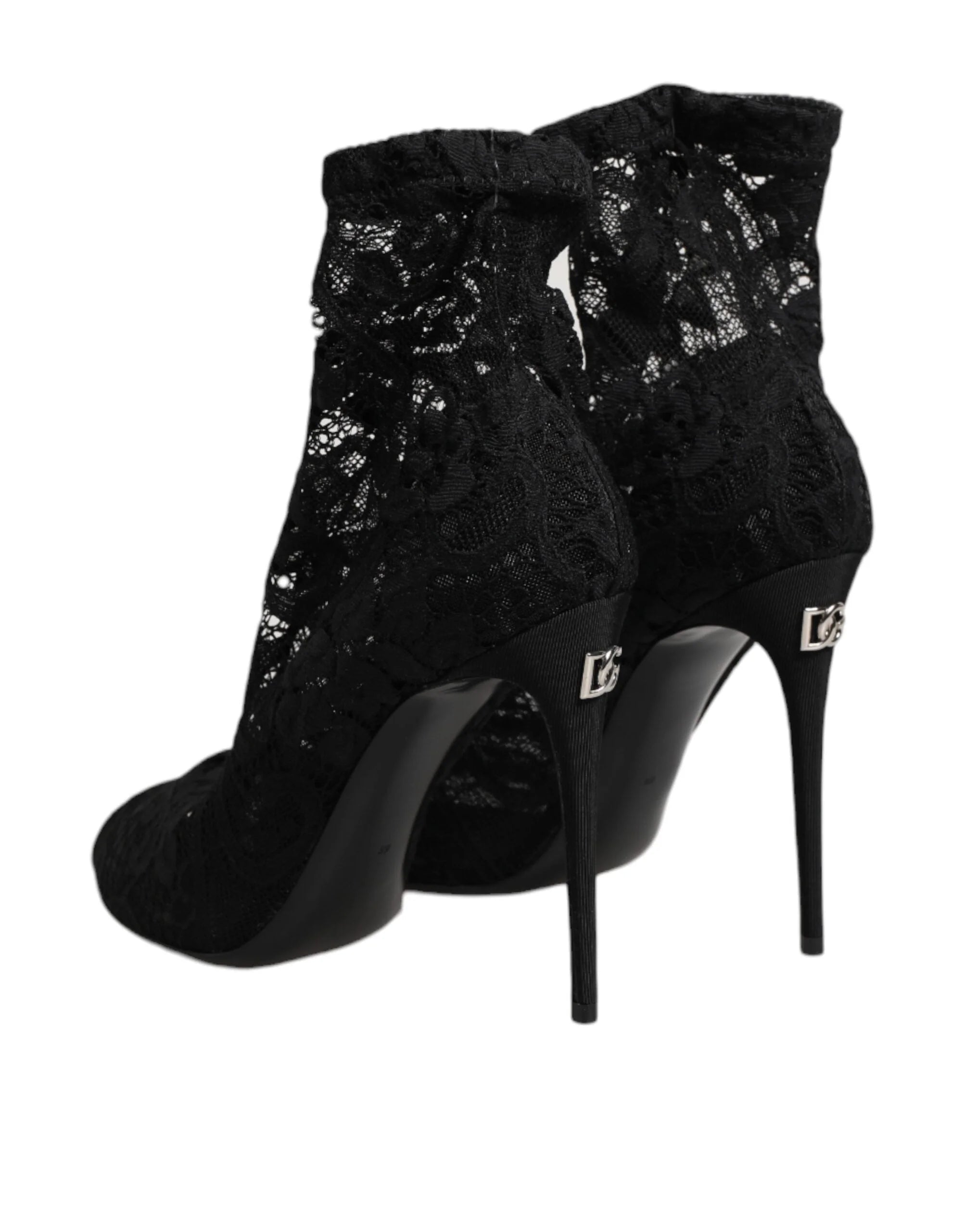 Dolce & Gabbana Black Stretch Taormina Lace Boots Shoes - EU39/US8.5 - Boots