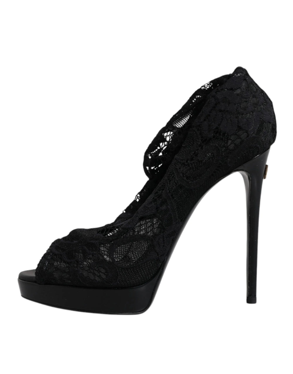 Dolce & Gabbana Black Stretch Taormina Lace Boots Shoes - EU39/US8.5