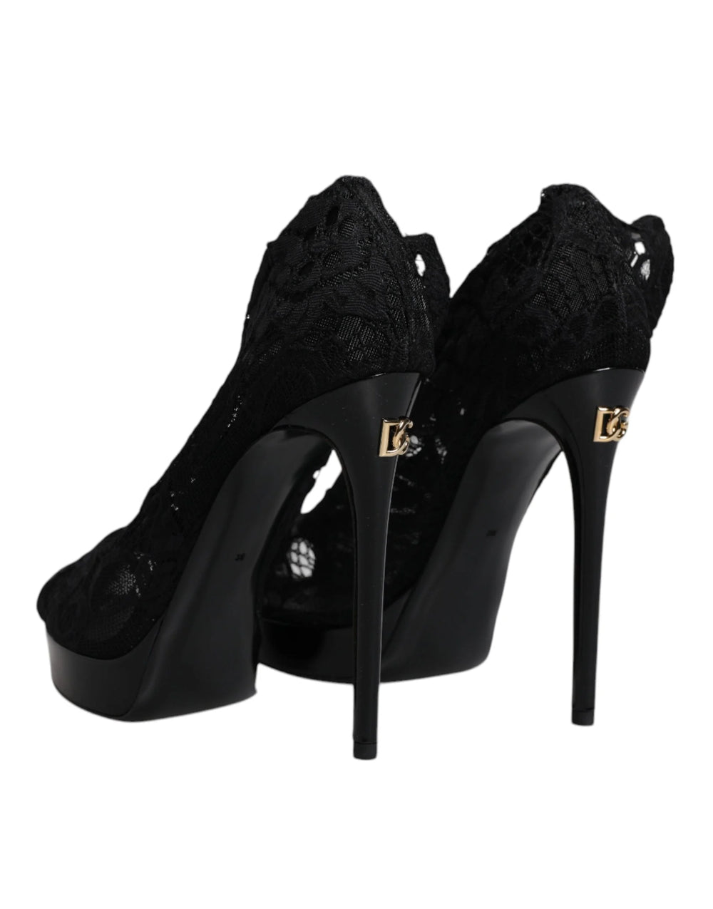 Dolce & Gabbana Black Stretch Taormina Lace Boots Shoes - EU39/US8.5