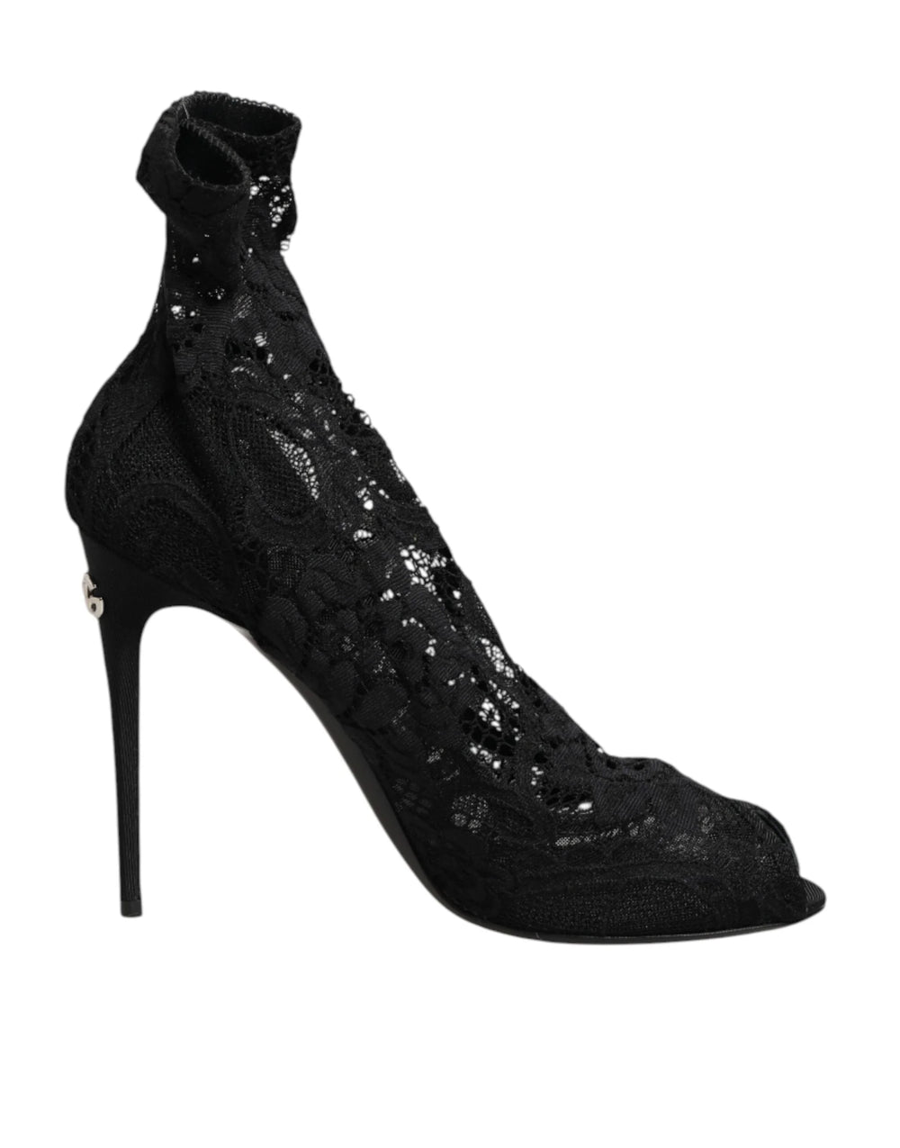 Dolce & Gabbana Black Stretch Taormina Lace Boots Shoes - EU39/US8.5 - Boots