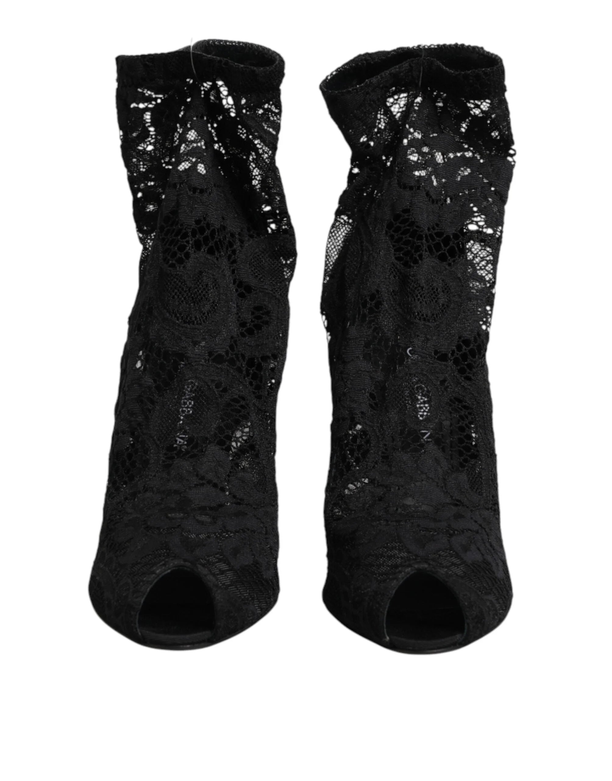 Dolce & Gabbana Black Stretch Taormina Lace Boots Shoes - EU39/US8.5 - Boots