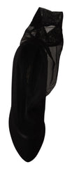 Dolce & Gabbana Black Stretch Tulle Stretch Boots Shoes - EU39/US8.5 - Boots