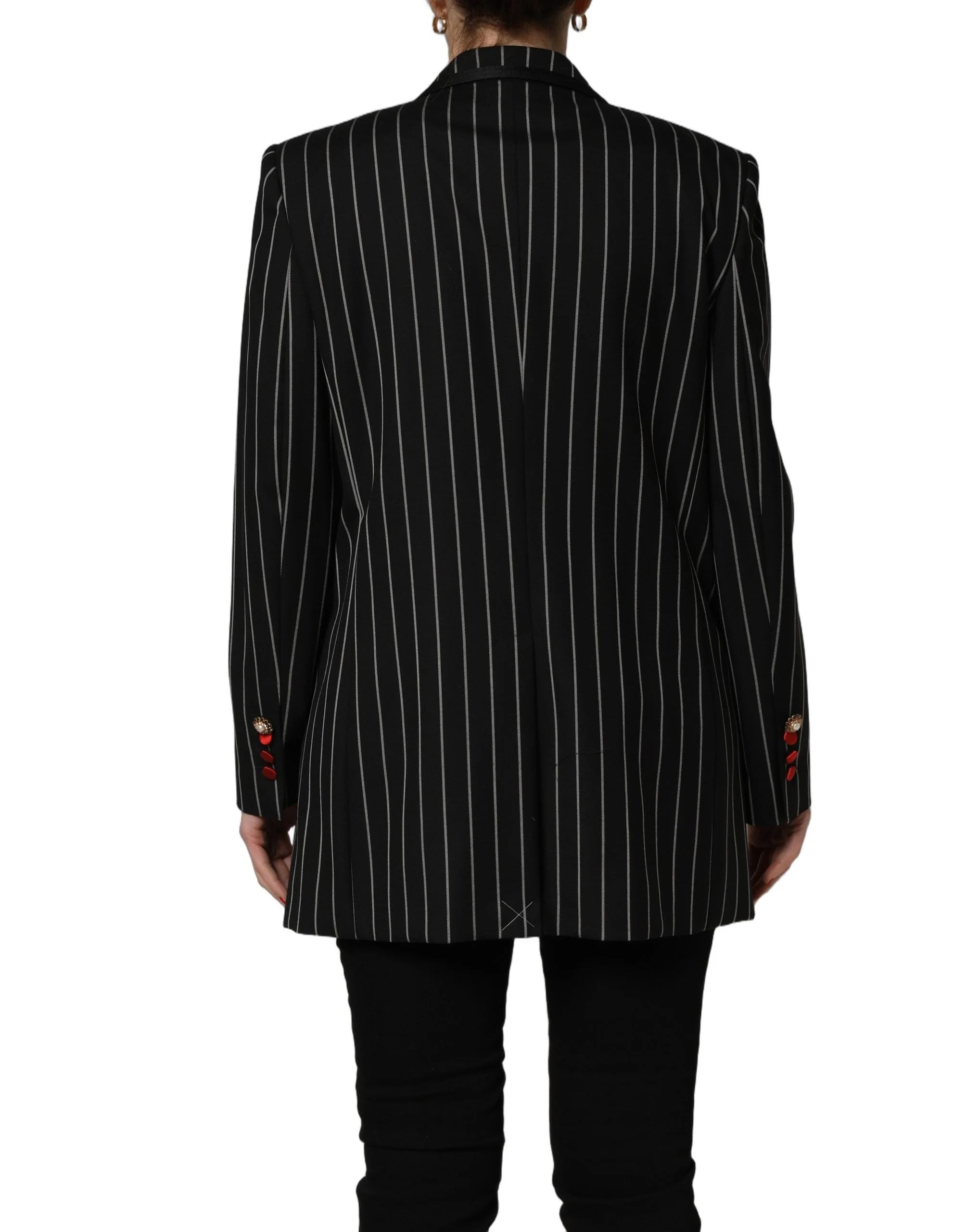 Dolce & Gabbana Black Stripe Double-Breasted Blazer Jacket - IT46|XL